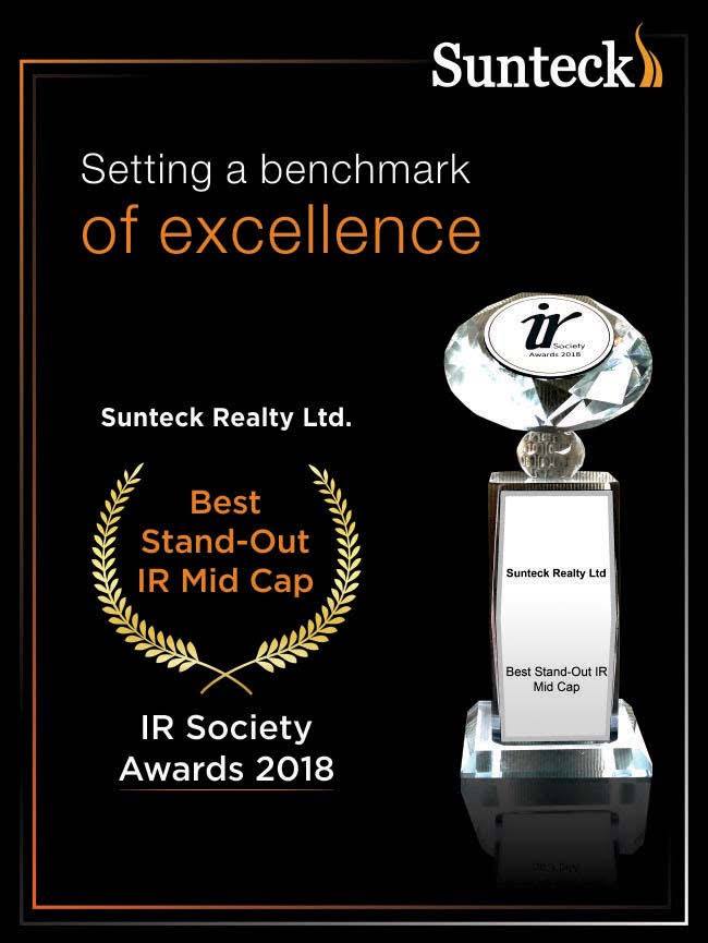 Sunteck Realty awarded Best stand out IR Mid Cap Award at IR Society Awards 2018 Update